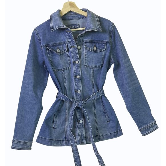 Maurices Women's Denim Belted Button-Front Jacket With Pockets Size Small - Picture 1 of 11